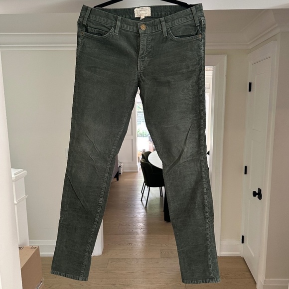 Current / Elliott Pants - Current / Elliott The Skinny Style Grey-Green Corduroy Jeans - Size 30.